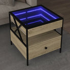 Salontafel met LED-infinity spiegel van bewerkt hout voor elke ruimte - Sonoma eiken / 50 x 50 x 51 cm / 1 - Salontafels