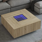 Salontafel met LED-infinity spiegel van bewerkt hout voordelig - Sonoma eiken / 100 x 100 x 40 cm / 1 - Salontafels