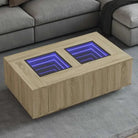 Salontafel met LED-infinity spiegel van bewerkt hout voordelig - Sonoma eiken / 116 x 69 x 40 cm / 1 - Salontafels