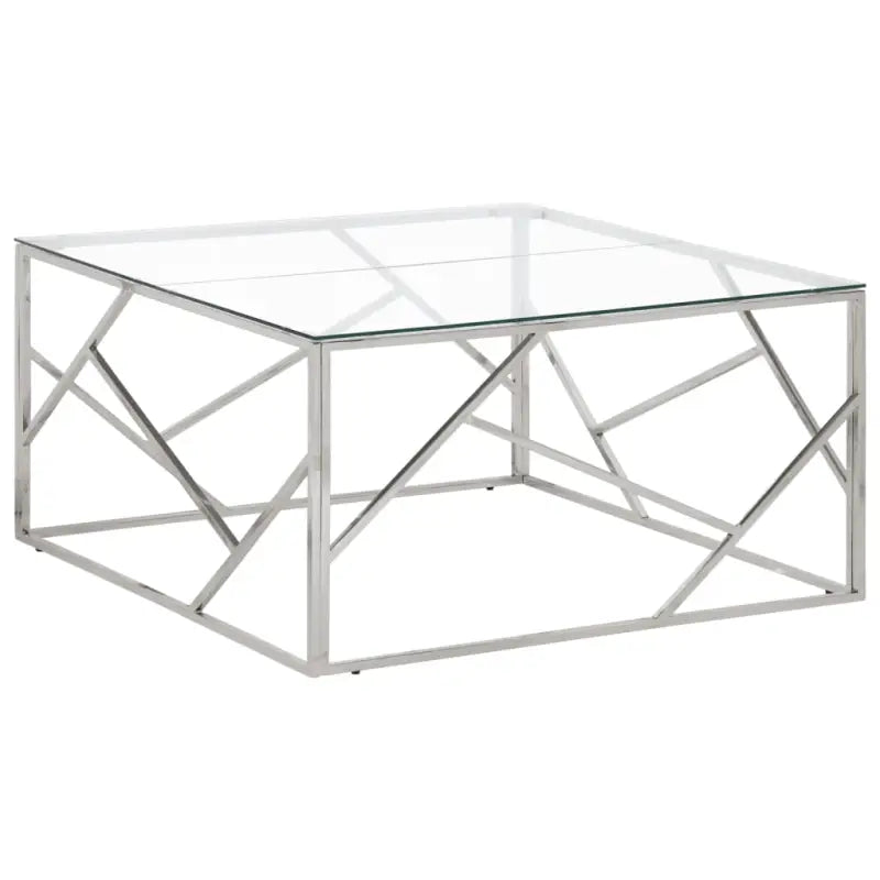Salontafel met massief acaciahout en roestvrij staal elegant design - Zilver / 1 / Glas - Salontafels