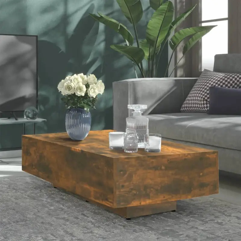Salontafel met modern design van bewerkt hout voor in de woonkamer - Gerookt eiken / 100 x 49.5 x 31 cm / 1