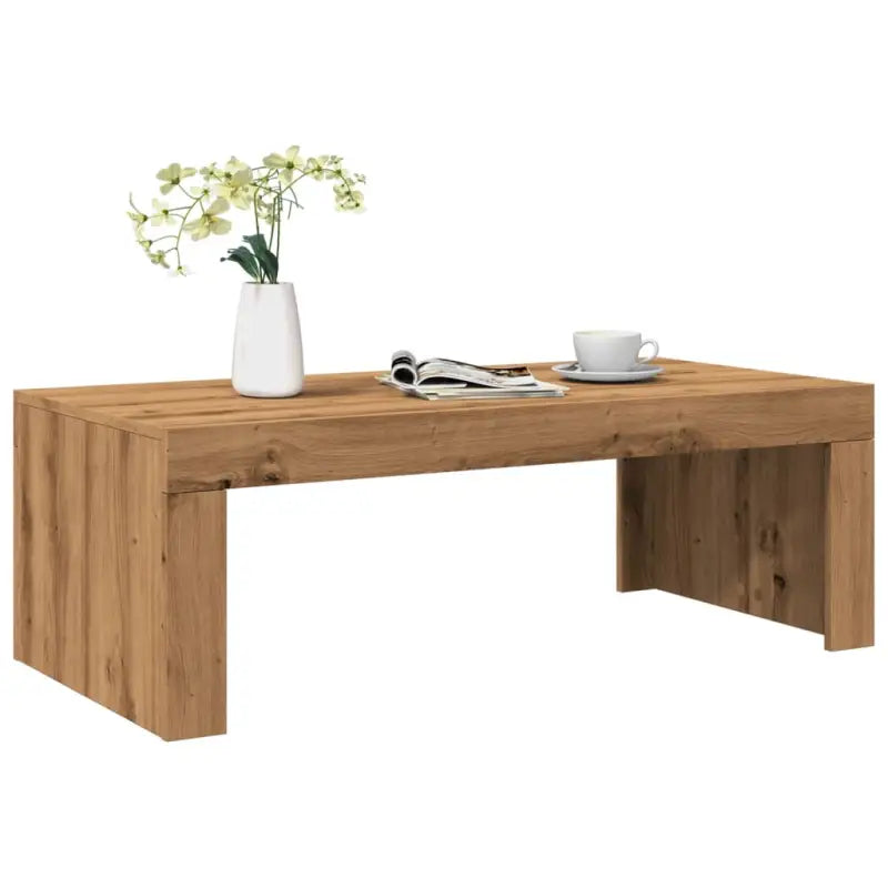 Salontafel van bewerkt hout in hoogglans wit voor een elegante woonkamer - artisanaal eikenkleurig / 1 - Salontafels