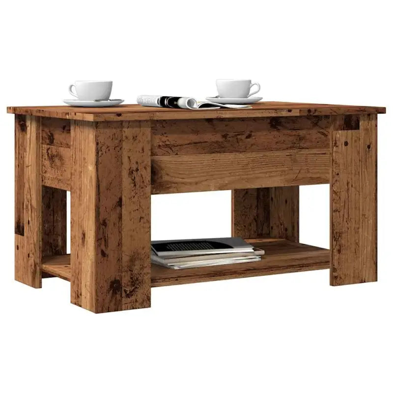Salontafel van bewerkt hout met lift-top functie voor extra veelzijdigheid - Oud hout / 79 x 49 x 42.5 cm / 1