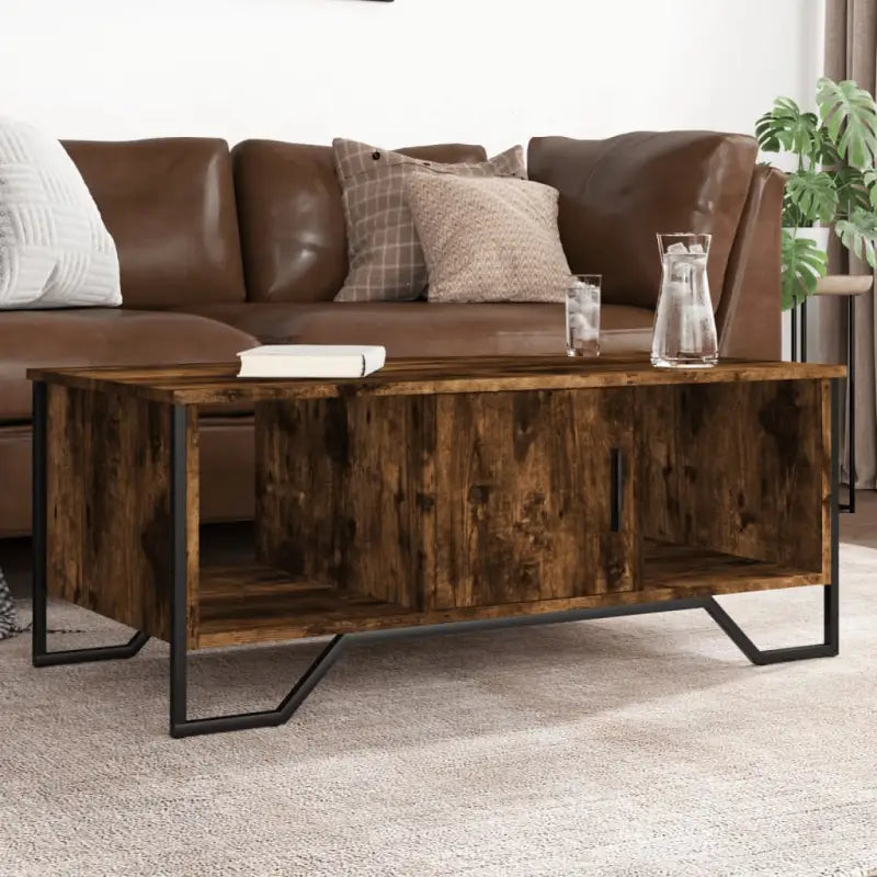 Salontafel van bewerkt hout voor een elegante en eenvoudig schoon woonkamer - Gerookt eiken / 1 - Salontafels