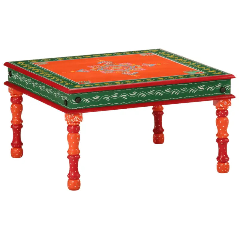Salontafel van massief mangohout met handgeschilderde decoraties - Oranje / 54 x 54 x 30 cm / 1 - Salontafels