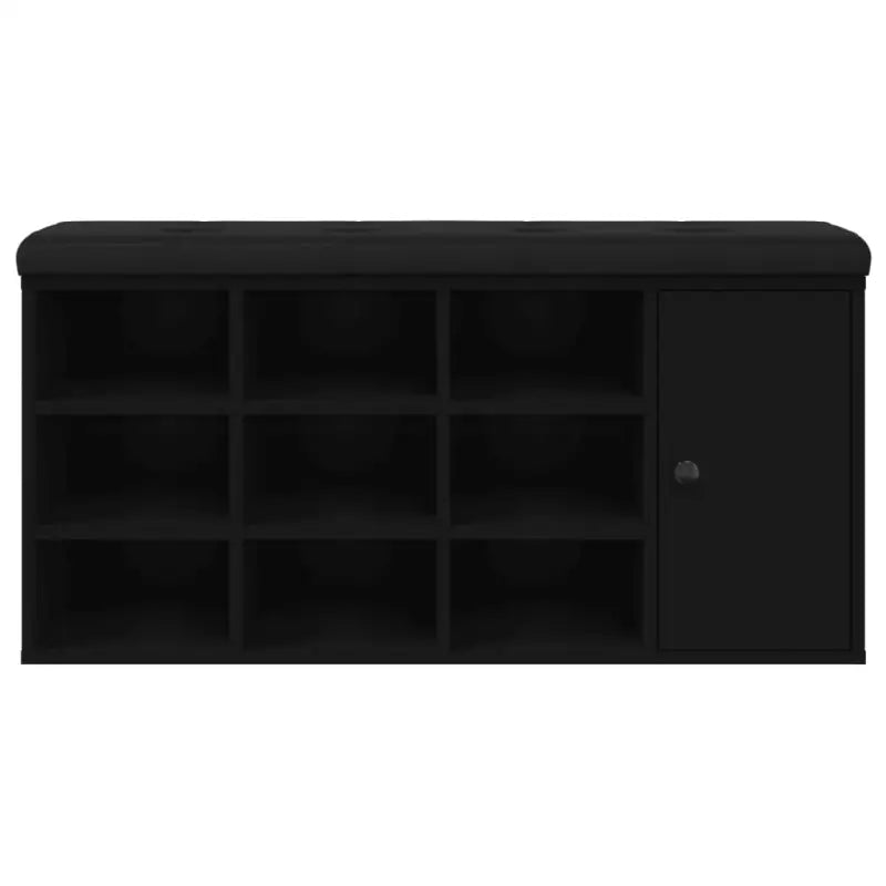 Schoenenbank met opberg- en halbankje van bewerkt hout in zwart materiaal - Opberg- & halbankjes