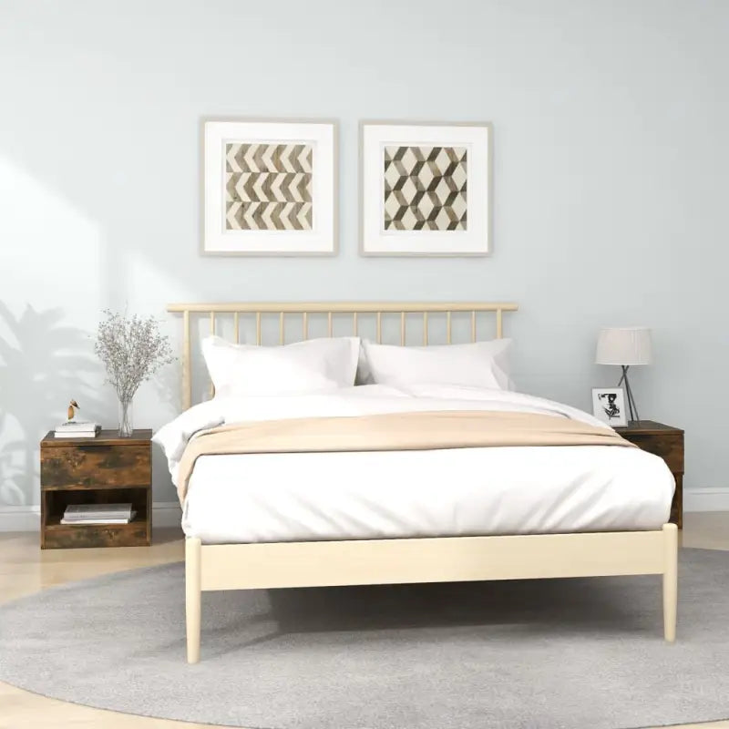 Set nachtkastjes van bewerkt hout in grijs sonoma met stevig blad - Gerookt eiken / 2 - Nachtkastjes