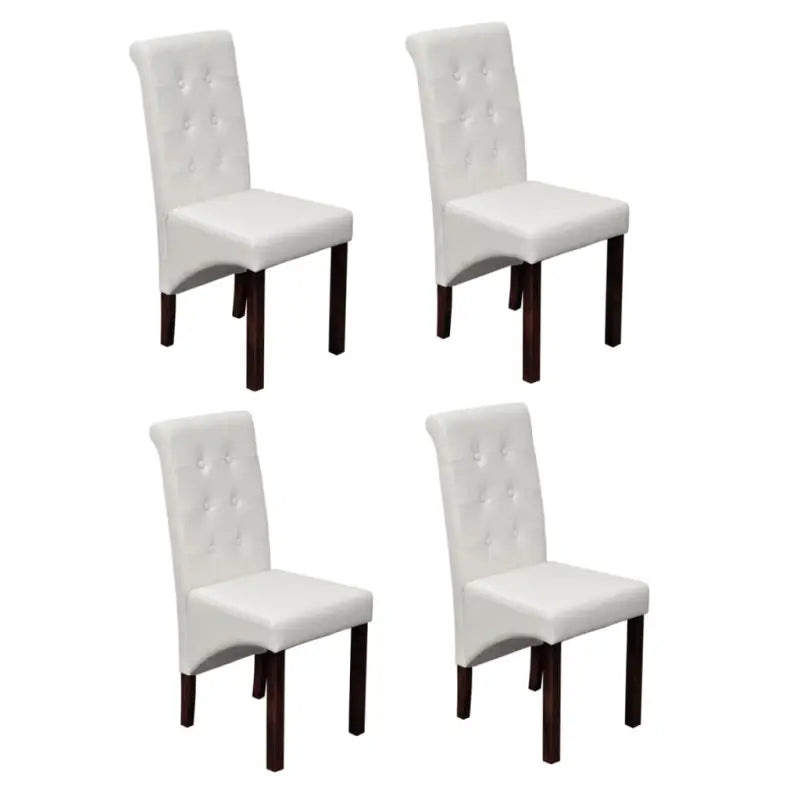 Set van 4 comfortabele antieke eetkamerstoelen - Wit / 4 - Eetkamerstoelen
