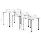 Set van drie bijzettafels met gehard glas en roestvrijstalen poten - Bijzettafels