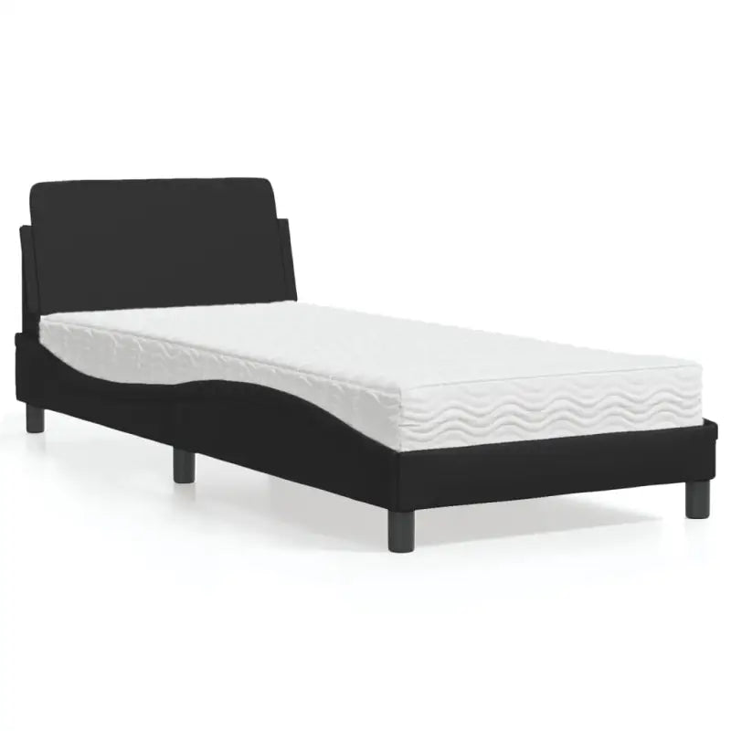 Slaap lekker met wit materiaal bed met multiplex lattenbodem en 22d PU-schuim - Zwart / 90 x 200 cm - Bedden & bedframes