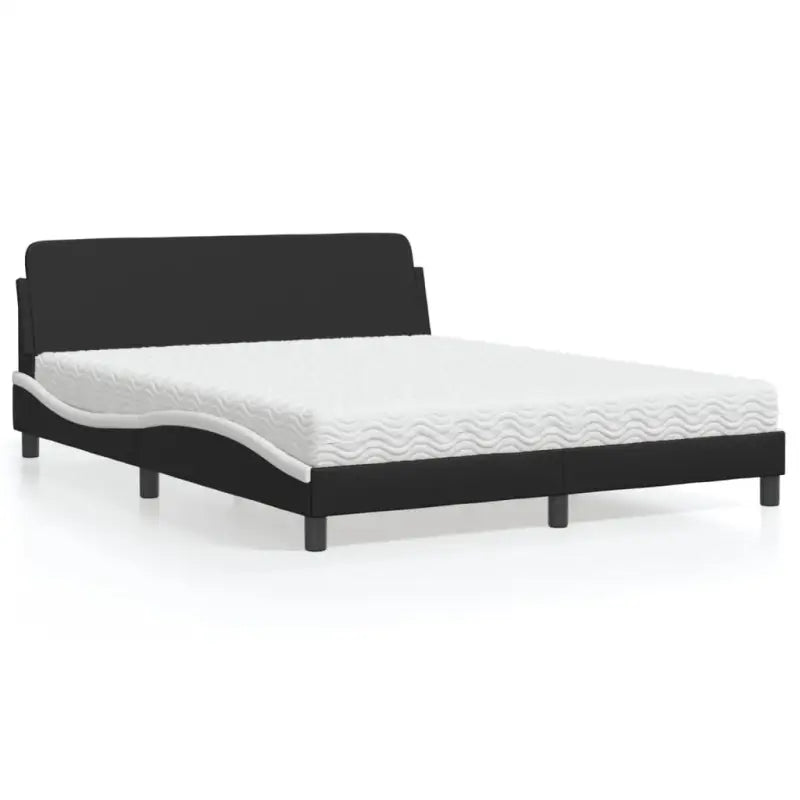 Slaap lekker met wit materiaal bed met multiplex lattenbodem en 22d PU-schuim - Zwart en wit / 160 x 200 cm - Bedden &