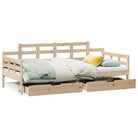 Slaapbank met lades van massief grenenhout met rustieke charme - Bedden & bedframes