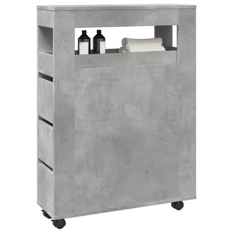 Smalle badkamerkast van bewerkt hout voor een praktische en stijlvolle inrichting - Betongrijs / 1 - Opbergkasten &