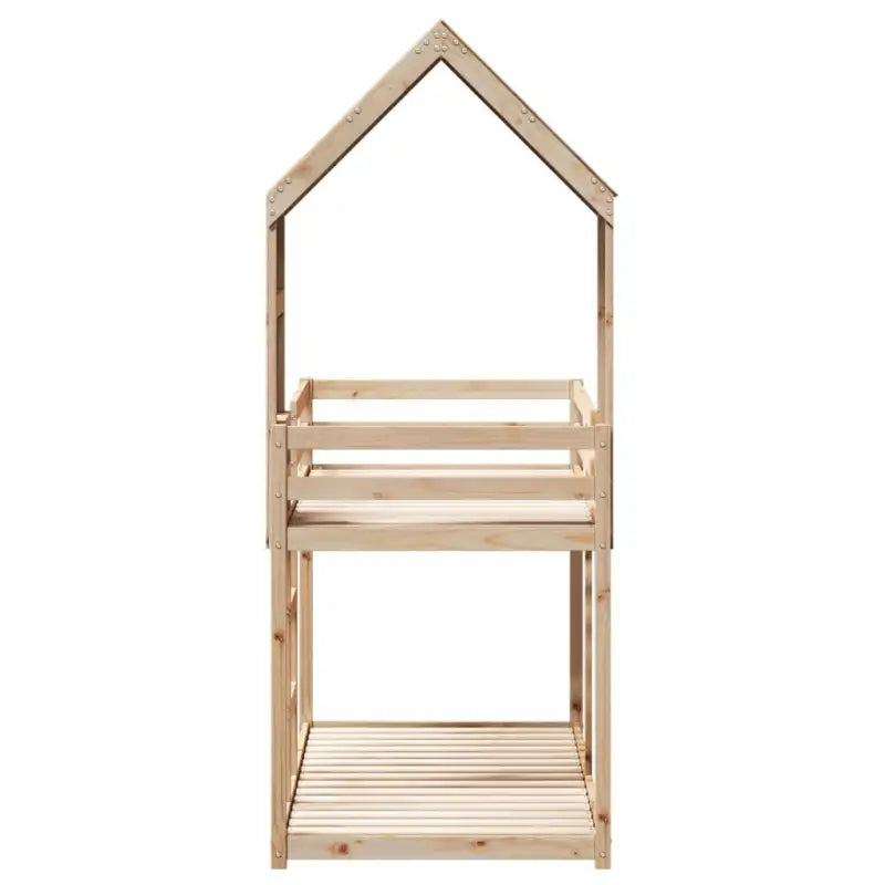 Stapelbed met bedhuis in massief grenenhout en open zijdeur - Bedden & bedframes