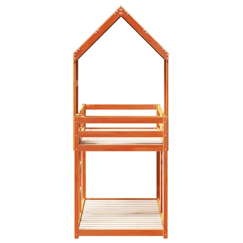 Stapelbed met bedhuis van massief grenenhout en multiplex lattenbodem - Bedden & bedframes