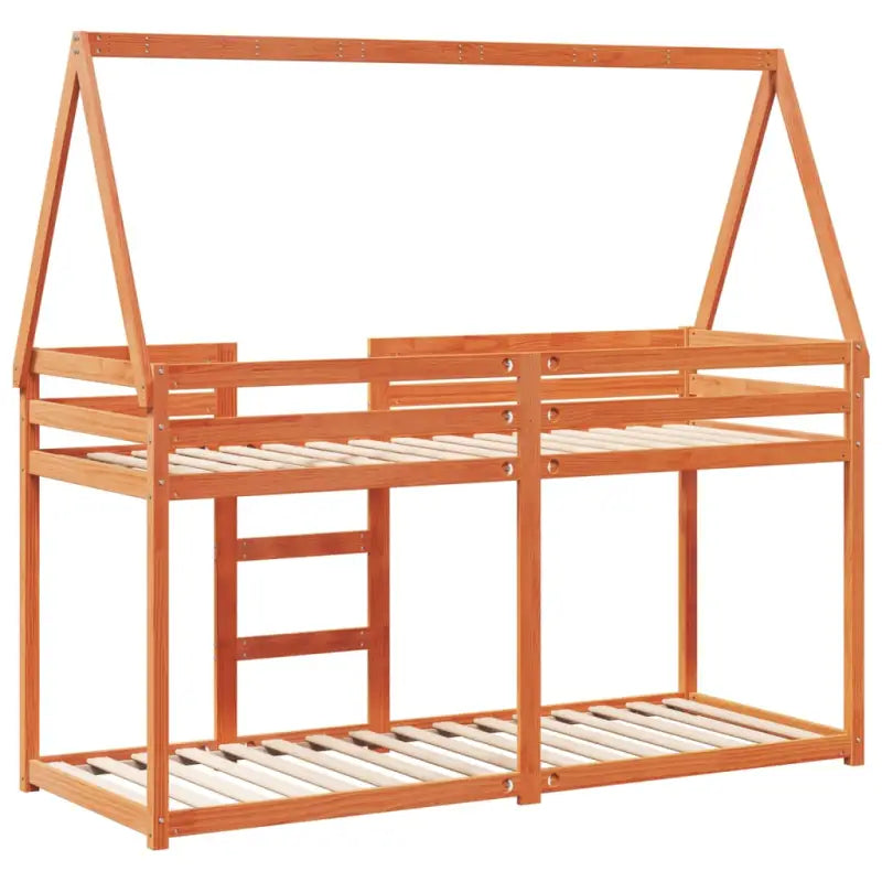 Stapelbed met bedhuis van massief grenenhout en open zijdeur - Bedden & bedframes