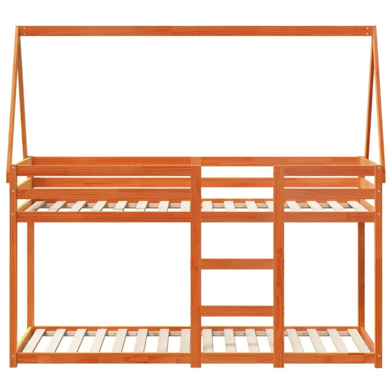 Stapelbed met bedhuis van massief grenenhout en open zijdeur - Bedden & bedframes
