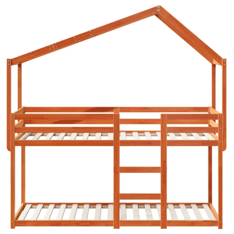 Stapelbed met bedhuis van massief grenenhout en open zijdeur - Bedden & bedframes