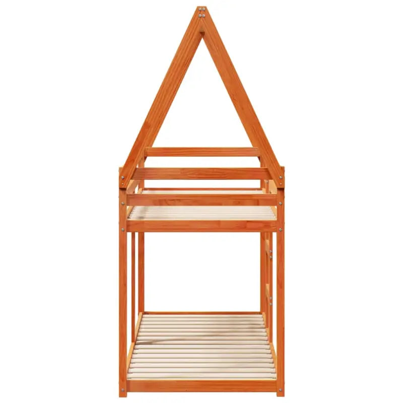 Stapelbed met bedhuis van massief grenenhout en open zijdeur - Bedden & bedframes