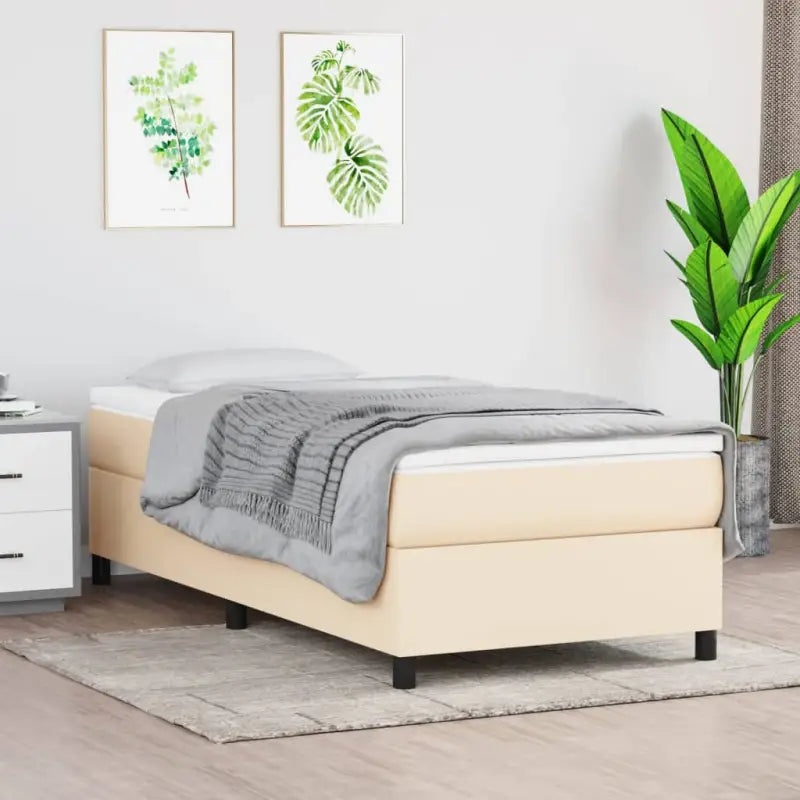 Stijlvol bedframe met multiplex lattenbodem voor optimale slaapkwaliteit - Crème / 80 x 200 cm / 35 cm - Bedden &