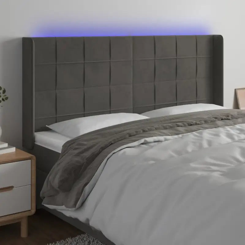 Stijlvol LED Hoofdbord voor een Modern Slaapkamer Accessoire - Donkergrijs / 183 x 16 x 118/128 cm / 1 - Hoofdborden