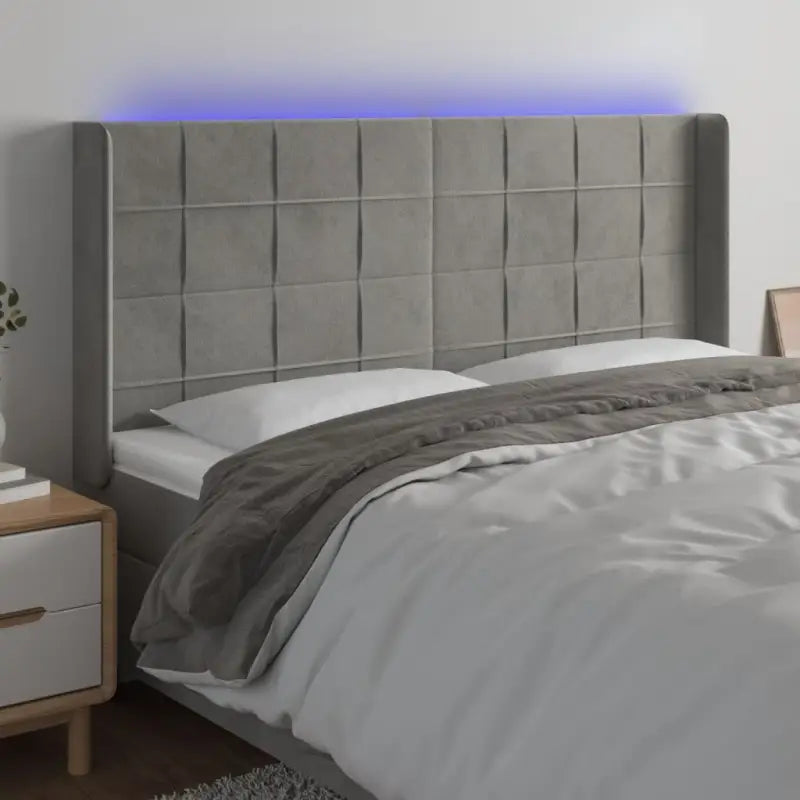 Stijlvol LED Hoofdbord voor een Modern Slaapkamer Accessoire - Lichtgrijs / 203 x 16 x 118/128 cm / 1 - Hoofdborden