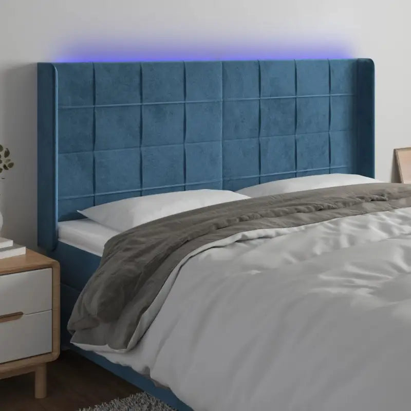 Stijlvol LED Hoofdbord voor een Modern Slaapkamer Accessoire - Donkerblauw / 183 x 16 x 118/128 cm / 1 - Hoofdborden