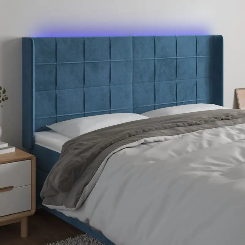 Stijlvol LED Hoofdbord voor een Modern Slaapkamer Accessoire - Donkerblauw / 163 x 16 x 118/128 cm / 1 - Hoofdborden
