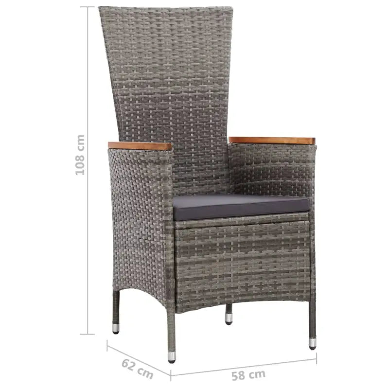 Stijlvolle poly rattan tuinset met gepoedercoate stalen frame en comfortabele stoelen - Grijs - Tuinsets