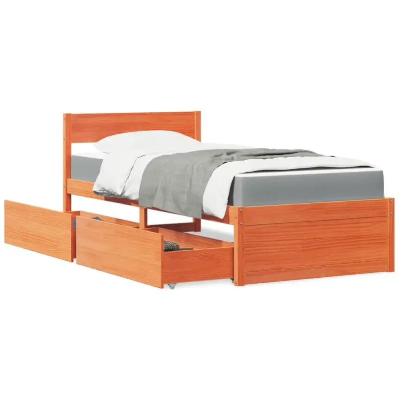 Tijdloos bedframe van massief grenenhout voor je slaapkamer - Wasbruin / 100 x 200 cm - Bedden & bedframes