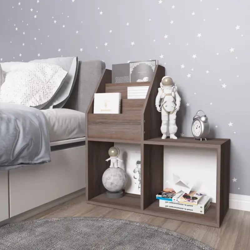 Tijdschriftenrek voor kinderen van bewerkt hout elegant en stevig - grijs en sonoma eikenkleurig / 1