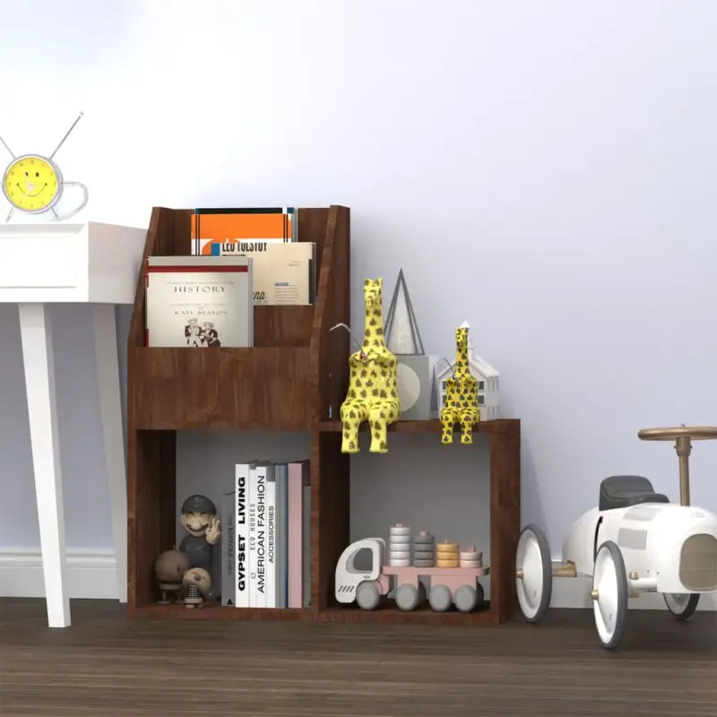 Tijdschriftenrek voor kinderen van bewerkt hout elegant en stevig - bruin eikenkleur / 1 - Tijdschriftenrekken