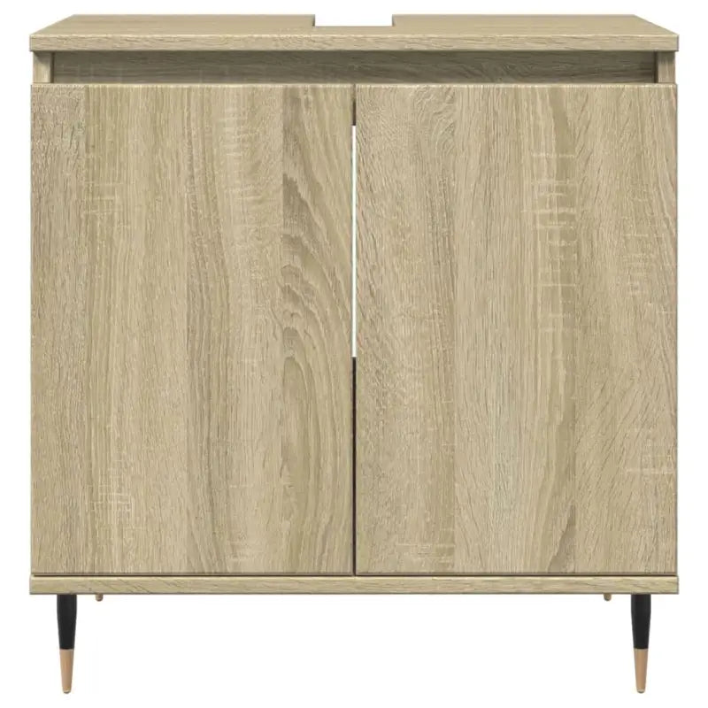 Trendy badkamermeubelset met bewerkt hout en ijzeren poten - Badkamermeubelsets