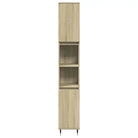 Trendy badkamermeubelset met bewerkt hout en ijzeren poten - Badkamermeubelsets