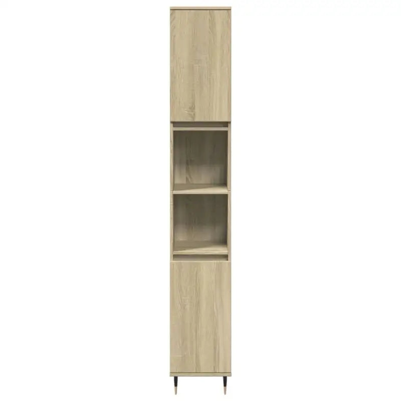 Trendy badkamermeubelset met bewerkt hout en ijzeren poten - Badkamermeubelsets