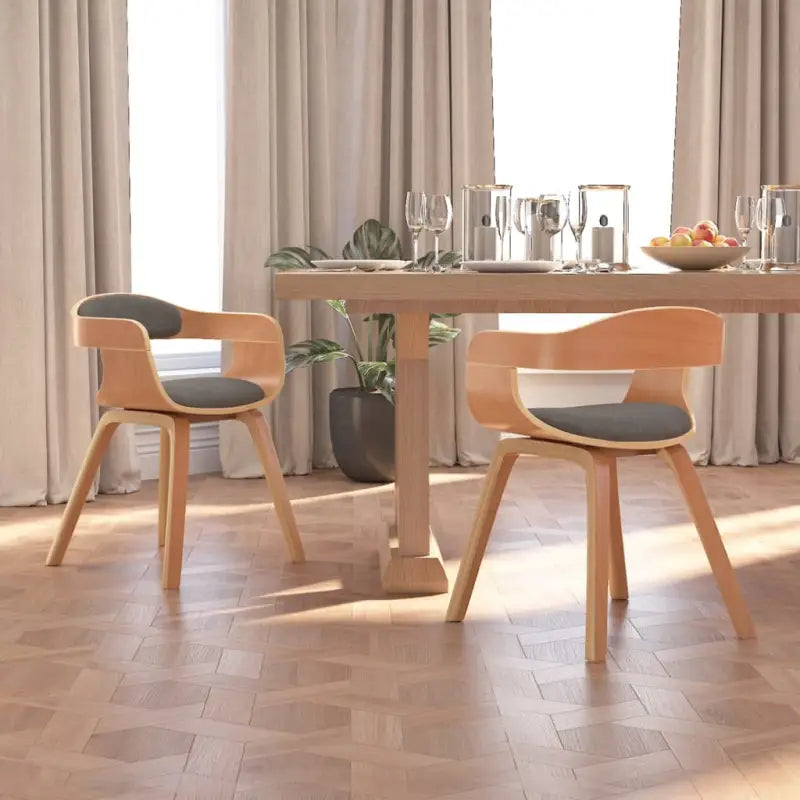 Trendy eetkamerstoelen met gebogen hout en ergonomisch ontwerp - Lichtgrijs / 2 - Eetkamerstoelen