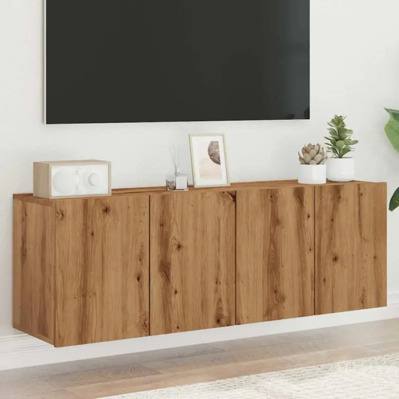 Trendy en duurzame tv-meubel van bewerkt hout - artisanaal eikenkleurig / 2 / 60 cm - Tv-meubels