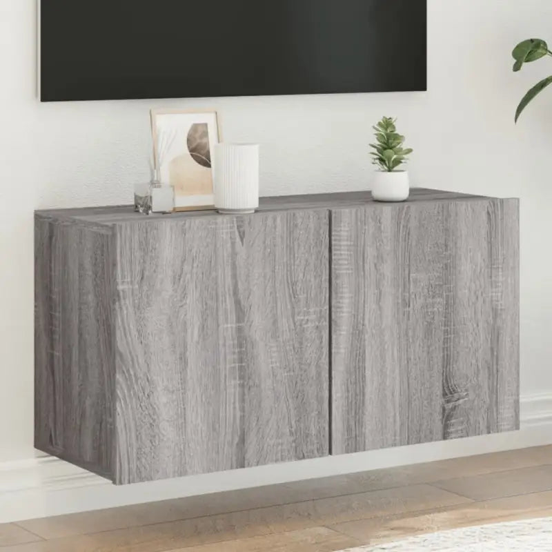Trendy en duurzame tv-meubel van bewerkt hout - Grijs sonoma / 1 / 80 cm - Tv-meubels