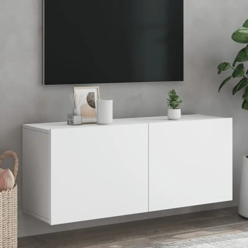 Trendy en duurzame tv-meubel van bewerkt hout - Wit / 1 / 100 cm - Tv-meubels