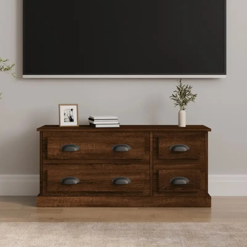Trendy en stevig tv-meubel van bewerkt hout voor je woonkamer - bruin eikenkleur / 1 - Tv-meubels