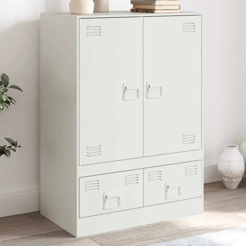 Trendy hoge kast met koudgewalst staal en unieke charme - Wit / 1 - Dressoirs & buffetkasten