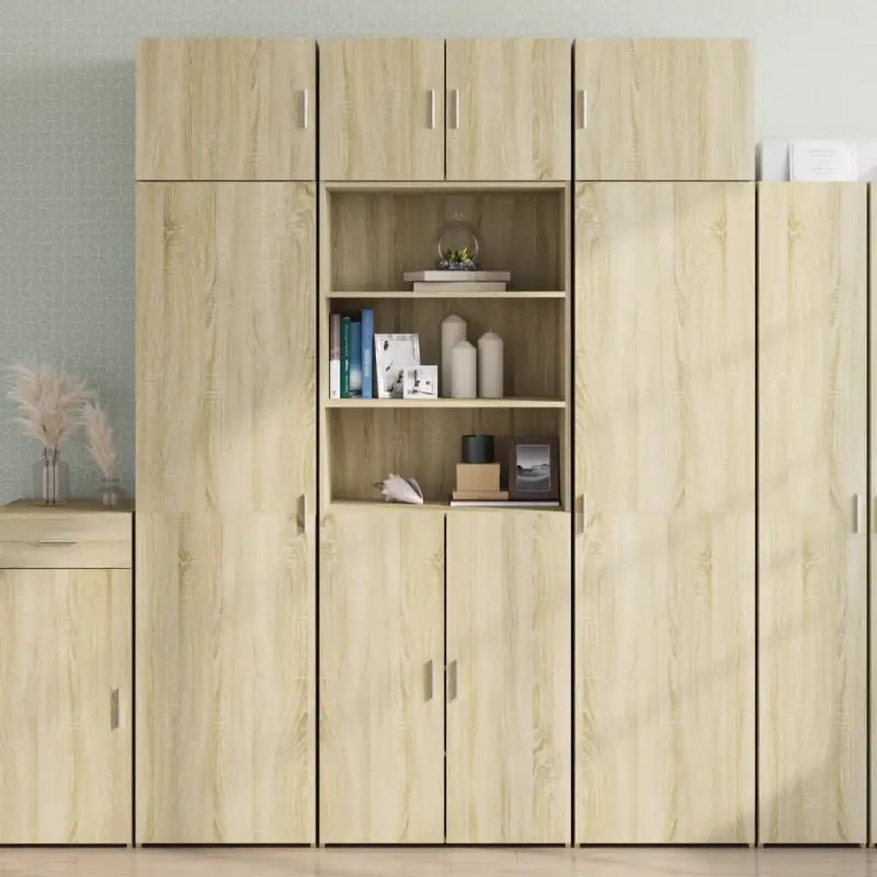 Trendy hoge kast van bewerkt hout met elegante charme - Sonoma eiken / 1 - Dressoirs & buffetkasten