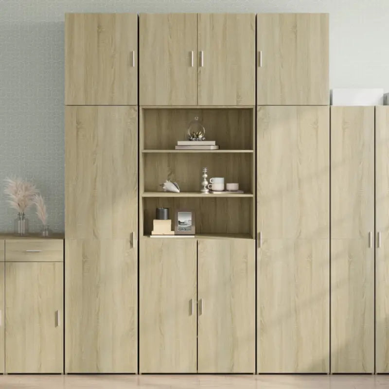 Trendy hoge kast van bewerkt hout met elegante uitstraling - Sonoma eiken / 1 - Dressoirs & buffetkasten