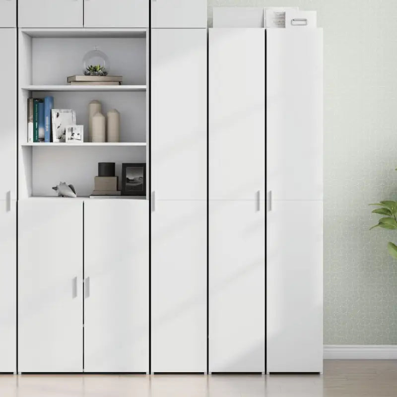 Trendy hoge kast van bewerkt hout met elegante uitstraling - Wit / 1 - Dressoirs & buffetkasten