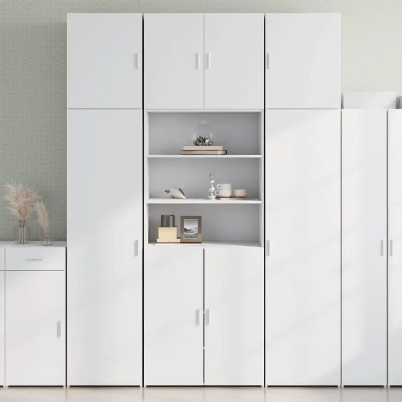 Trendy hoge kast van bewerkt hout met elegante uitstraling - Wit / 1 - Dressoirs & buffetkasten