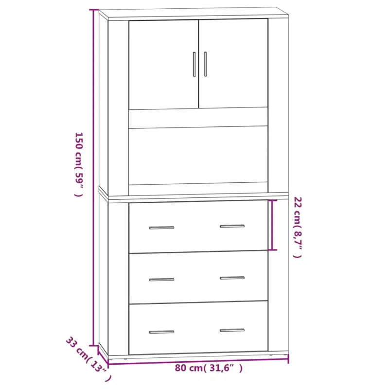 Trendy hoge kast van bewerkt hout met unieke charme en duurzaamheid - Dressoirs & buffetkasten