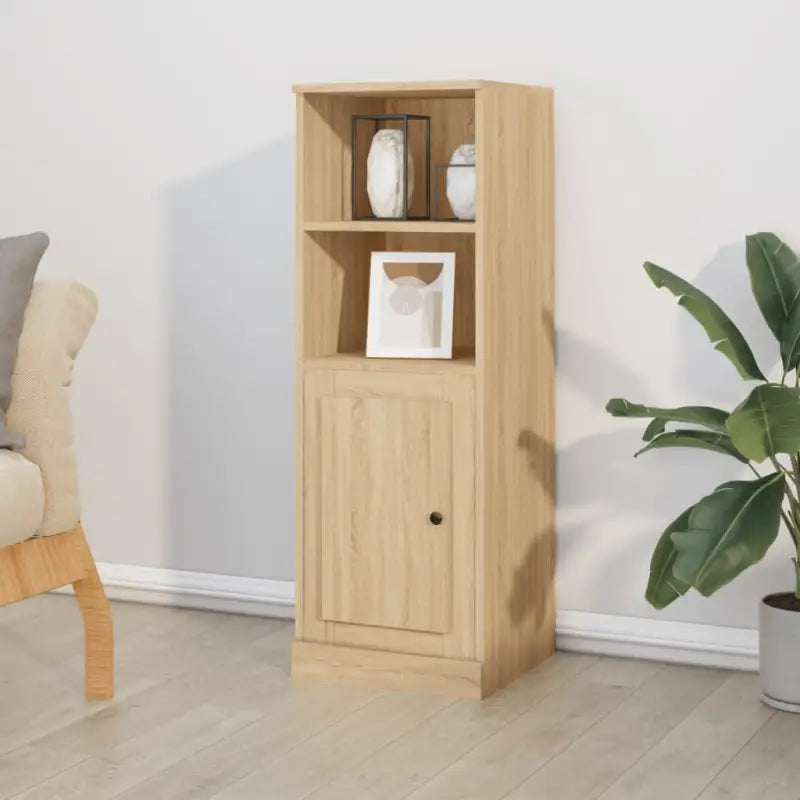 Trendy hoge kast van bewerkt hout voor je bestaande interieur - Sonoma eiken / 1 - Dressoirs & buffetkasten