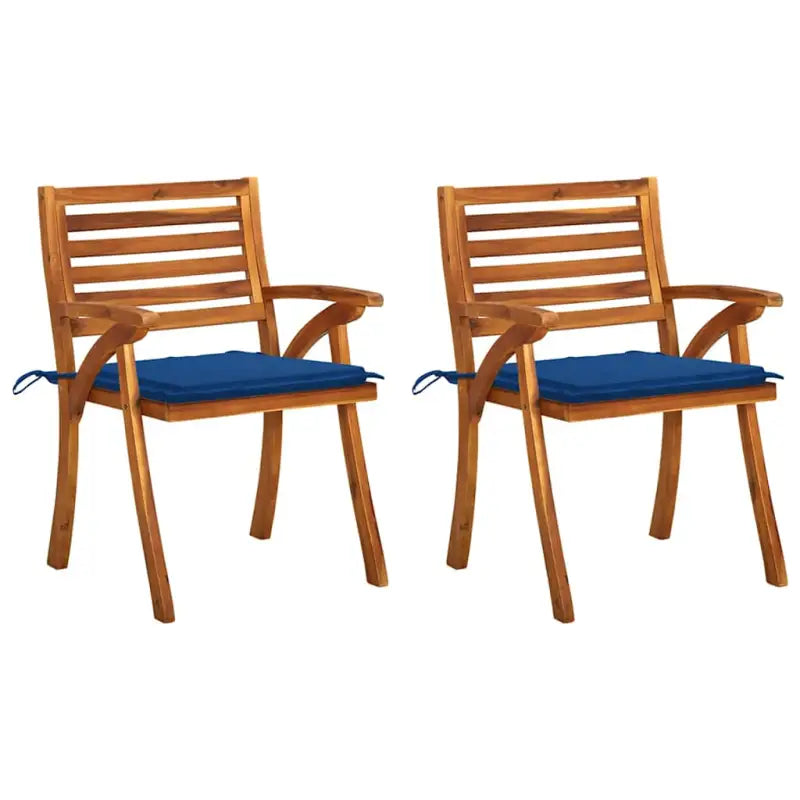 Trendy houten tuinstoelen set van massief acaciahout met sets touwtjes - koningsblauw / 2 - Tuinstoelen