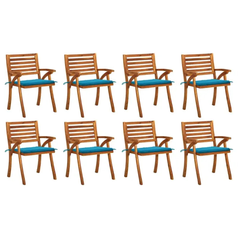 Trendy houten tuinstoelen set van massief acaciahout met sets touwtjes - Blauw / 8 - Tuinstoelen