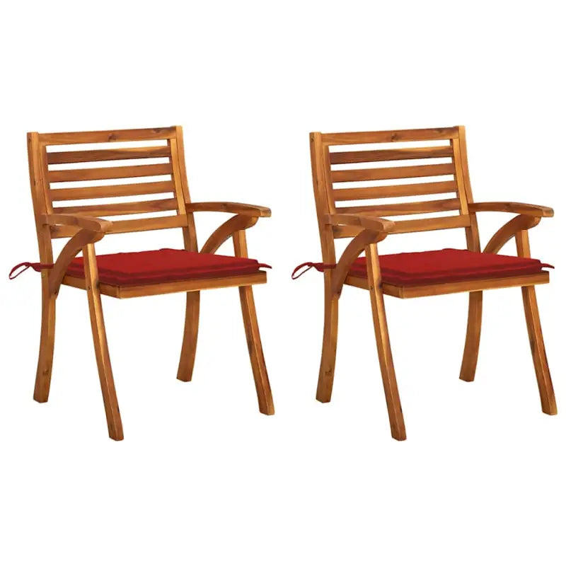 Trendy houten tuinstoelen set van massief acaciahout met sets touwtjes - Rood / 2 - Tuinstoelen